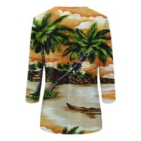 Ljetne košulje za plažu za žene s rukavima od tri četvrtine i printom, pulover s okruglim vratom, majice, bluza