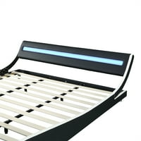 Okvir kreveta na platformi od kože presvučen kožom s LED svjetlom u uzglavlju za djecu, tinejdžere i odrasle,
