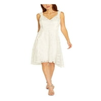 Papell ženski bijeli patentni zatvarač obložen bez rukava v vrat ispod zabave koljena hi-lo haljina 6