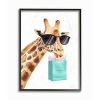 Glam Fashion Giraffe Animal Blue slika XXL uokvirena Giclee teksturizirana umjetnost Ziwei Li