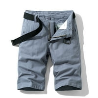 Modne muške jednobojne hlače s više džepova, pamučne teretne kratke hlače, kombinezoni, Muške kratke hlače