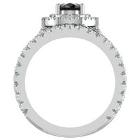 Zaručnički prsten od crnog dijamanta u obliku kruške od 18k 2k Zlata