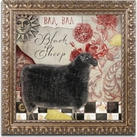 Zaštitni znak likovna umjetnost baa baa crne ovce platno umjetnost u boji pekara, zlatni ukrašeni okvir