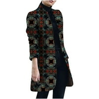 Ženski ležerni sako s otvorenim prednjim reverom s cvjetnim printom labavi radni uredski sako odijelo elegantna