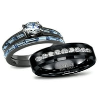 Set zaručničkih prstenova za njega i nju s tamnom tematikom zaručnički prstenovi od nehrđajućeg čelika s kubičnim