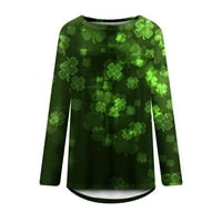 Kihoutwomen's plus size majice dugih rukava Ladies labave vrhove casual print St. Patrick's Day bluza