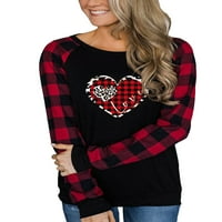 Ženska majica s dugim rukavima Za Valentinovo, Okrugli vrat, Karirani pulover s natpisom U donjem rublju-majice