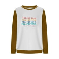 FJOFPR Ženski vrhovi košulje s dugim rukavima za žene tiskane posade na dnu vrhovi casual labavi fit pulover majica