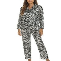 Ženski pidžama Set, vrhovi dugih rukava s printom na kopčanje + hlače, Odjeća za spavanje od 2 komada, odjeća