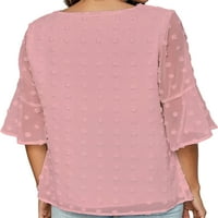 + Ljetni šifonski vrhovi za žene, široka jednobojna majica sa švicarskim točkicama Pom Pom, svečana majica kratkih