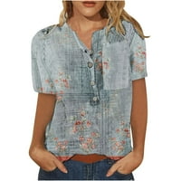 Ženska bluza od tunike, vrhovi, majice, košulje, klasični Retro cvjetni vrhovi, gumbi, Okrugli vrat, džep na prsima,