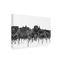 Marlene Watson 'Augusta Maine Skyline crtani film B i W' Canvas Art