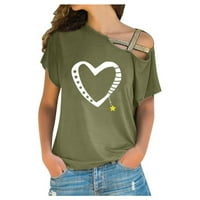 Majice za žene dame ležerne križne ramena nepravilna asimetrična majica kratkih rukava majice majice majice majice