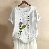 Ljetne majice kratkih rukava za žene majica s uzorkom gljiva modne majice u A-listi Vintage bluze s okruglim vratom