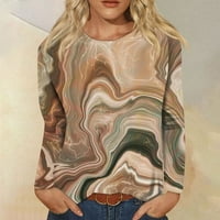 Ženska modna ležerna pulover bluza s okruglim vratom s printom dugih rukava s dugim rukavima