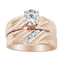 Vjenčani prsten od bijelog prirodnog dijamanta okruglog oblika od ružičastog zlata 10k veličina prstena-4,5