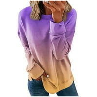 Ženska ležerna modna bluza pulover s dugim rukavima s okruglim vratom s cvjetnim gradijentnim printom