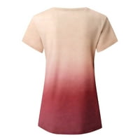 Majica za žene Casual s izrezom u obliku slova U I gradijentnim printom, labavi vrhovi kratkih rukava na rasprodaji