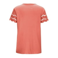 Ženske majice Plus size, tunika s okruglim vratom, jednobojna, kratkih rukava, narančasta, e-mail