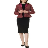 Vintage jakna od tvida za žene s kariranim ovratnikom, radni uredski sako s remenom