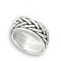 Zaručnički prsten s pletenim čvorom od užeta. Sterling srebrni nakit ženska muška Veličina 9