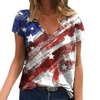 Ženske majice s printom Dana neovisnosti, ležerni ljetni vrhovi s izrezom u obliku slova u, majice američke zastave