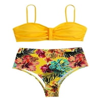 Ženski kupaći kostimi u donjem rublju, dva Cvjetna kupaća kostima, bikini setovi bez rukava, ženski čipkasti push-up