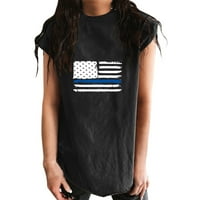 Ženska majica s ručno oslikanom američkom zastavom majica s bočnim prorezom majica kratkih rukava majica za Dan