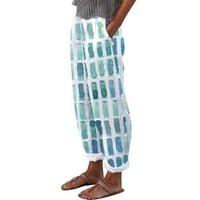 Ženske Ležerne duge hlače s cvjetnim printom u struku i džepom u svijetloplavoj boji, Plus size rasprodaja