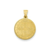 Privjesak za medalju u obliku srca od poliranog i satenskog žutog zlata od 14 karata