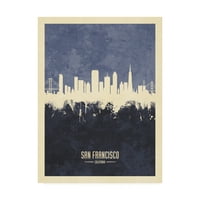 Zaštitni znak likovna umjetnost 'San Francisco California Skyline mornarice' platno umjetnost Michaela Tompsetta