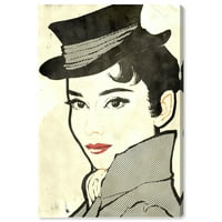 Wynwood Studio Modna i glam suvremena platna umjetnost - Pop Art Woman sa šeširom, zidna umjetnost za dnevnu sobu,