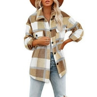 Ženske jakne na rasprodaji jesensko-zimsko žensko karirano odijelo s ovratnikom s dugim rukavima kardigan vuneni