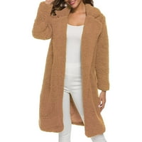 Zimski kaputi za žene, ženski modni jednobojni kaput od ovčje vune srednje duljine dugih rukava, vuneni kaputi