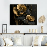 Designart Crna i zlatna orhideja II platna zidna umjetnost