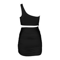 Žene solidne ramena mini mini modna ljetna haljina bez rukava crna xl