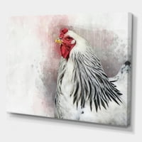 DesignArt 'Zatvori od White Columbia Brahma Rooster Bird' Tradicionalna platna zidna umjetnička tiska