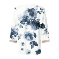 PYJU ženski rukavi čipka V majice za vrat, vintage cvjetna košulja plus veličina labava ležerna tunika ljetni