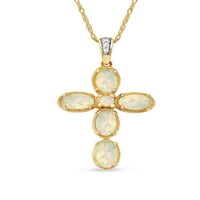 Imperijalni dragulj 10k žuto zlato ovalno rezanje etiopske opal dijamantske ogrlice