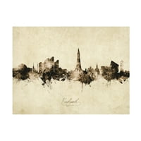 Michael Tompsett 'Reykjavk Island Skyline Vintage' Canvas Art