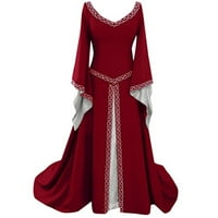 ženska Vintage haljina za Noć vještica, ležerni srednjovjekovni renesansni kostimi dugih rukava, seksi Maksi maturalne
