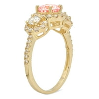 Ružičasti dijamantni prsten okruglog reza od 1,79 karata u žutom zlatu od 18 karata s kamenom za godišnjicu zaruka,