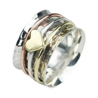 Nakit; Inch srce prsten dekompresijski dvobojni rotirajući ženski prsten jeftini nakit