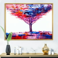DesignArt 'Sažetak šarenog impresionista drveća na bijelom' moderno uokvirenom platnu zidne umjetničke print