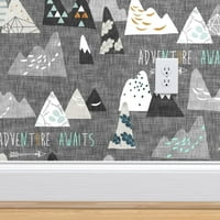Peel & Stick Pozadina 9ft 2ft - planina, avantura, ugljen sivi, rustikalni, istraživač, dječačić, boho, moderni