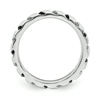 Crno -bijeli dijamantni srebrni prsten