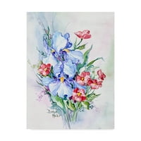 Likovna umjetnost s potpisom Barbare Mock buket plavih irisa na platnu