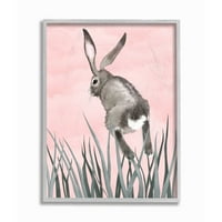 Stupell Industries zec zec skakati trava ružičasto zelena slika životinja uokvirena zidna umjetnost od ziwei li