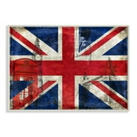 Stupell Industries Engleska zastava i orijentiri dizajn zidne ploče Luke Wilson