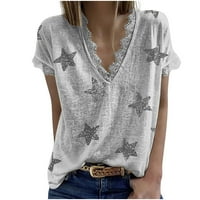 Ljetne košulje za žene, puloveri s izrezom u obliku slova B, elegantne Ležerne majice s čipkastim obrubom, bluze